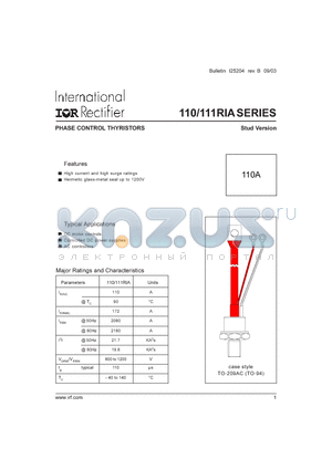110RIA80 datasheet - PHASE CONTROL THYRISTORS