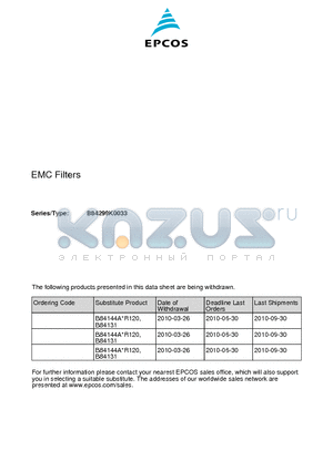 B84299K0037 datasheet - EMC Filters