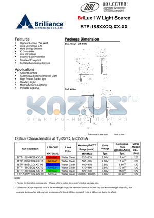 BTP-188GBCQ-XX-10 datasheet - BriLux 1W Light Source