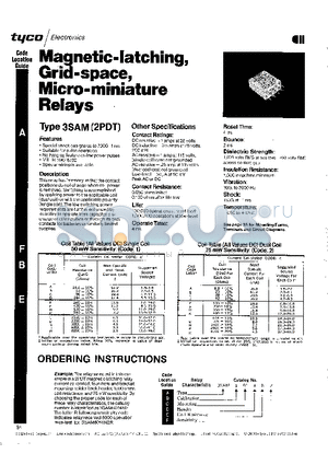 3SAM6001B datasheet - Magnetic-latching Grid-space Micro-miniature Relays