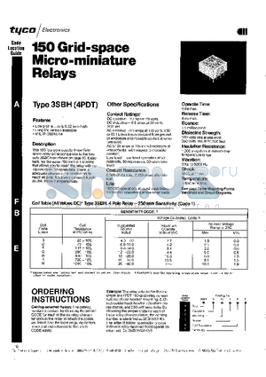 3SBH5001B1 datasheet - 150 Grid-space Micro-miniature Relays
