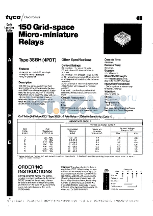 3SBH5008D6 datasheet - 150 Grid-space Micro-miniature Relays