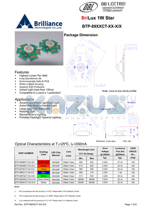 BTP-89BLCT-B5-X/WB datasheet - BriLux 1W Star