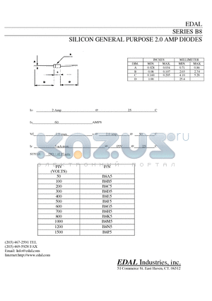 B8H5 datasheet - SILICON GENERAL PURPOSE 2.0 AMP DIODES