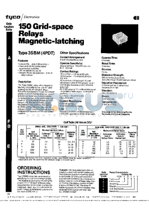 3SBM6004M2 datasheet - 150 Grid-space Relays Magnetic-latching