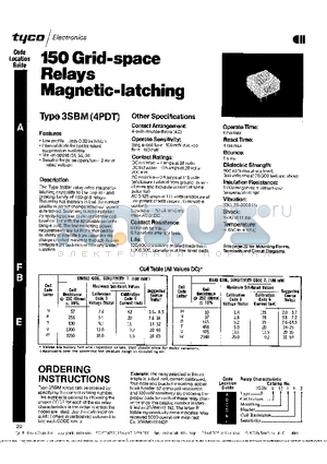 3SBM6134T6 datasheet - 150 Grid-space Relays Magnetic-latching