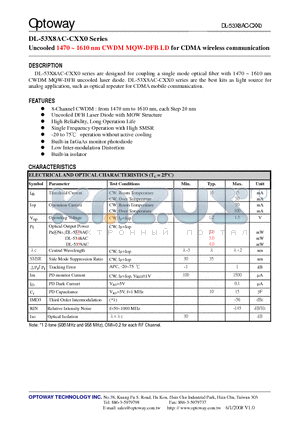 DL-5335AC-C510-VSS datasheet - Uncooled 1470 ~ 1610 nm CWDM MQW-DFB LD for CDMA wireless communication