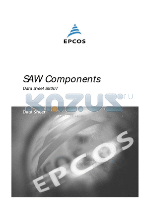 B9307 datasheet - SAW Components Low-Loss Dual Band Filter for Mobile Communication 942,5 / 1842,5 MHz