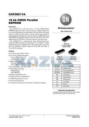 CAT28C17A datasheet - 16 kb CMOS Parallel EEPROM