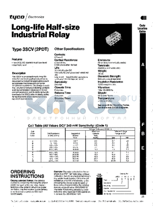 3SCV5012M1 datasheet - Long-life Haif-size Industrial Relay