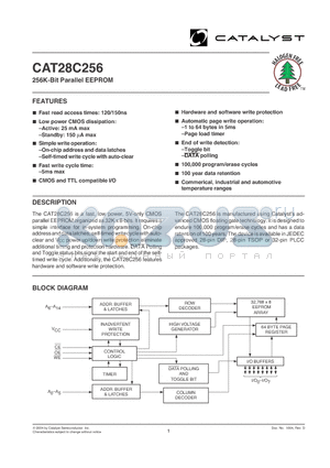 CAT28C256H13A-12T datasheet - 256K-Bit Parallel EEPROM