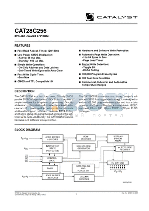 CAT28C256HPA-12T datasheet - 32K-Bit Parallel E2PROM