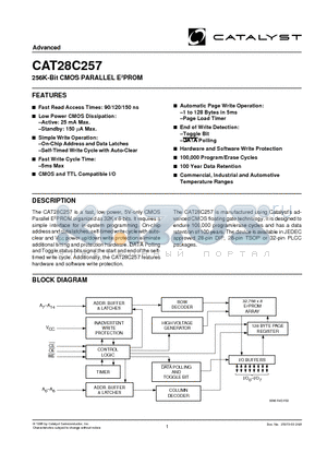 CAT28C257HNA-12T datasheet - 256K-Bit CMOS PARALLEL E2PROM