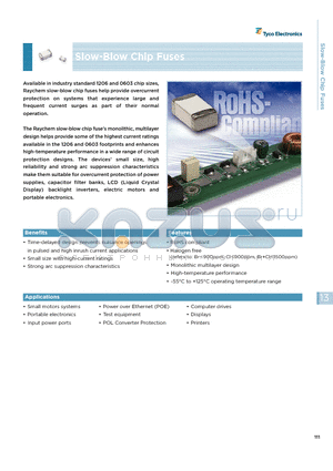 0402SFS050F/63-2 datasheet - Slow-Blow Chip Fuses