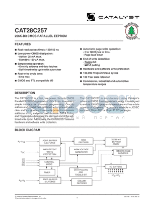 CAT28C257NA-12T datasheet - 256K-Bit CMOS PARALLEL EEPROM