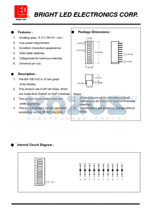 BA-10E1UD datasheet - hi-eff red chips, which are made from GaAsP on GaP substrate.
