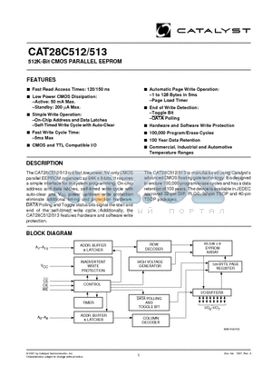 CAT28C512 datasheet - 512K-Bit CMOS PARALLEL EEPROM