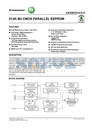 CAT28C512 datasheet - 512K-Bit CMOS PARALLEL EEPROM