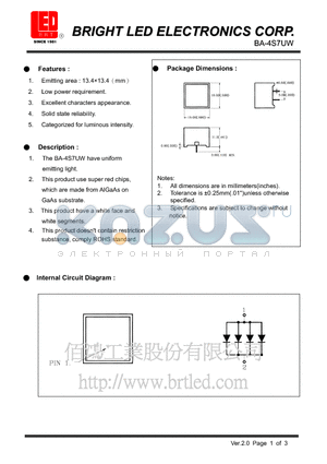 BA-4S7UW datasheet - super red chips, which are made from AlGaAs on GaAs substrate