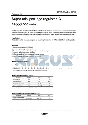 BA000LBSG datasheet - Super-mini package regulator IC