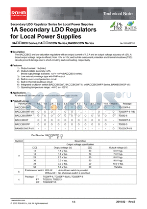 BA00BC0WFP datasheet - 1A Secondary LDO Regulators for Local Power Supplies