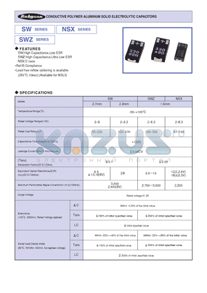 4SWZ220MR09 datasheet - CONDUCTIVE POLYMER ALUMINUM SOLID ELECTROLYTIC CAPACITORS