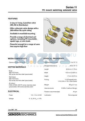 11102SV5P00 datasheet - PC mount switching solenoid valve