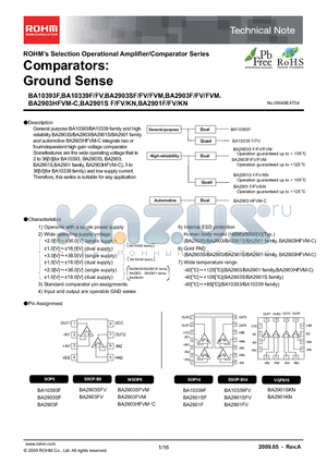 BA10339F datasheet - Comparators: Ground Sense