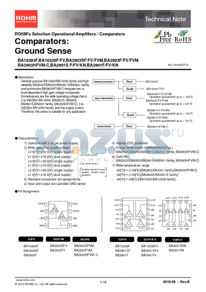 BA10339FV datasheet - Comparators : Ground Sense