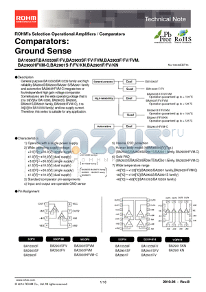 BA10393F datasheet - Comparators : Ground Sense