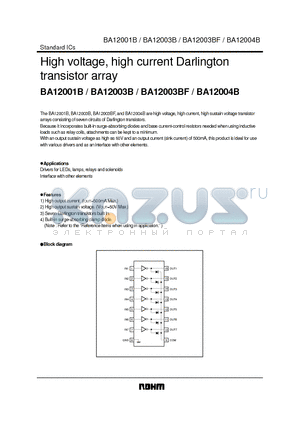 BA12001B datasheet - High voltage, high current Darlington transistor array