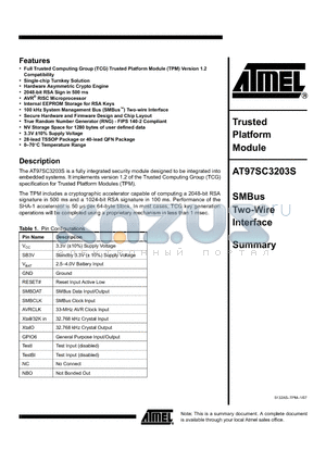 AT97SC3203S-X5A40 datasheet - Trusted Platform Module