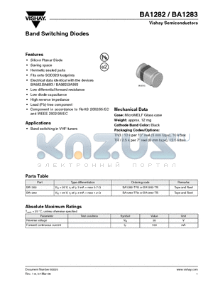 BA1283-TR3 datasheet - Band Switching Diodes