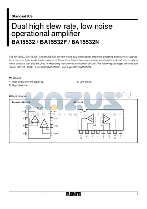 BA15532 datasheet - Dual high slew rate, low noise operational amplifier
