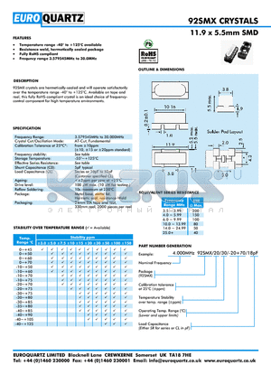 4.00092SMX20302018 datasheet - 11.9 x 5.5mm SMD