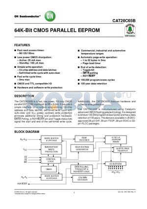 CAT28C65BLI12 datasheet - 64K-Bit CMOS PARALLEL EEPROM