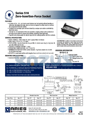 40-516-11M datasheet - Zero-Insertion-Force Socket