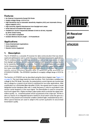 ATA2525R533-DDW datasheet - IR Receiver ASSP