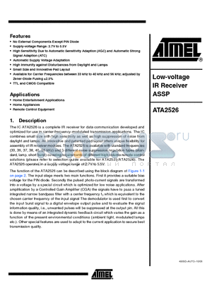 ATA2526P337-DDW datasheet - Low-voltage IR Receiver ASSP