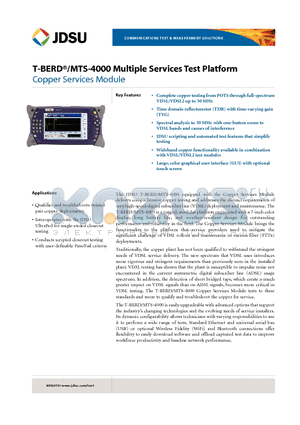 4000-WBTONES datasheet - T-BERD^/MTS-4000Multiple Services Test Platform
