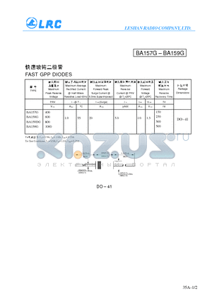 BA159G datasheet - FAST GPP DIODES