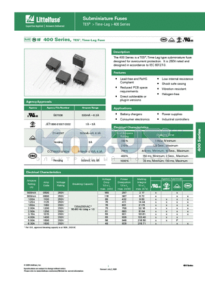 40016300000 datasheet - Subminiature Fuses