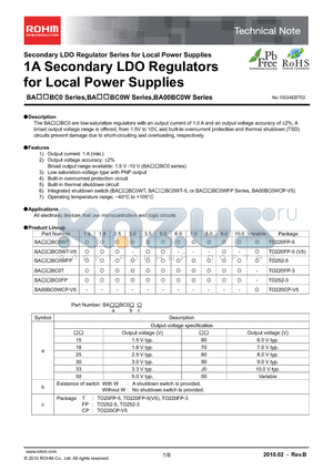BA15BC0T datasheet - 1A Secondary LDO Regulators for Local Power Supplies