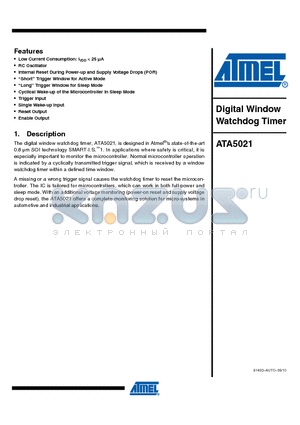 ATA5021-TAPY datasheet - Low Current Consumption: IVDD < 25 lA