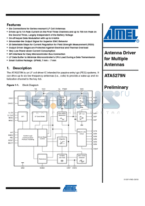 ATA5279N datasheet - Antenna Driver for Multiple Antennas