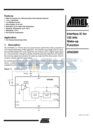 ATA5283P-6APJ datasheet - Interface IC for 125 kHz Wake-up Function