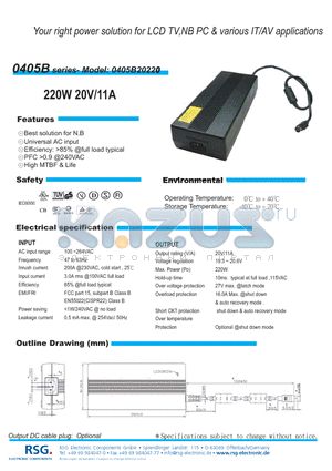 0405B20220 datasheet - Your right power solution for LCD TV, NB PC & various IT/AV applications