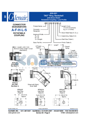 400AA001M28 datasheet - TAG Ring Backshell with Strain Relief