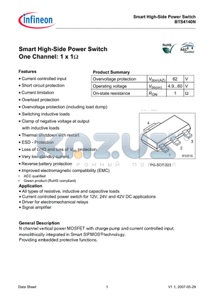 BTS4140N datasheet - Smart High-Side Power Switch