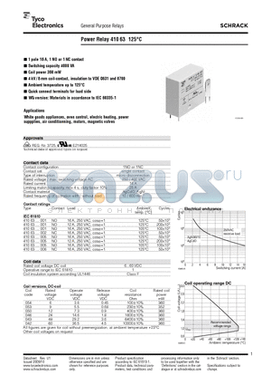 041063050002WG datasheet - Power Relay 410 63 125`C